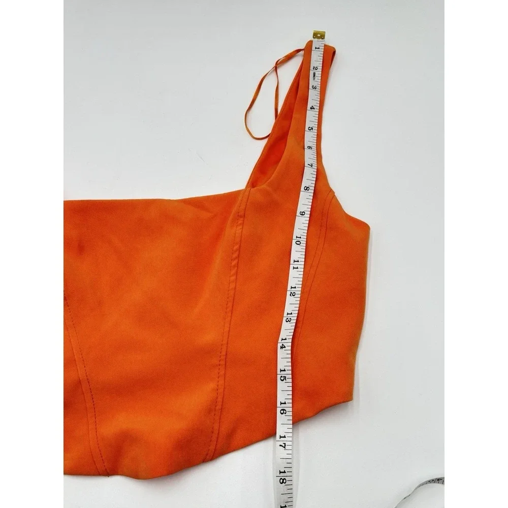 Stradivarius Neon‎ Orange Corset Crop Top Ruched Back Y2K Club Festival L